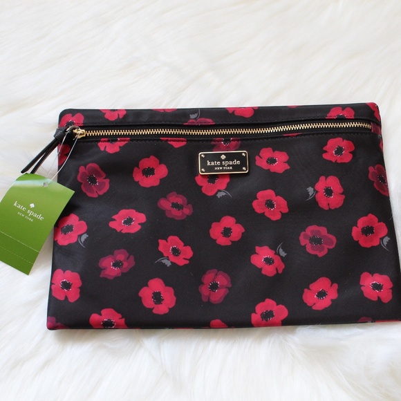 kate spade Handbags - Kate Spade Clutch Pouch Red Floral Bag